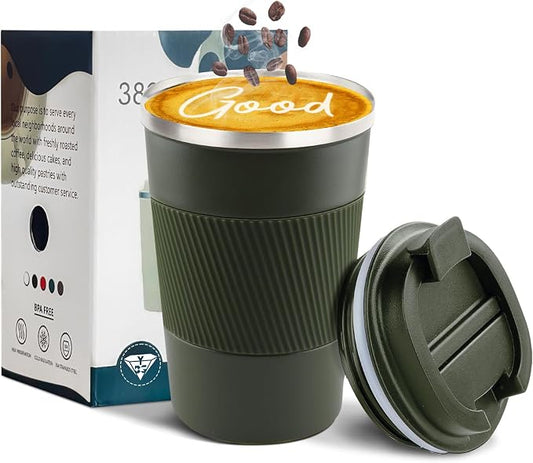 Insulated Travel Coffee Mug, Stainless Steel Coffee Cup with Leakproof Lid | Double-wall insulation keeps drinks hot or cold for hours, with a leakproof lid and portable stainless steel design by YINBAOGE