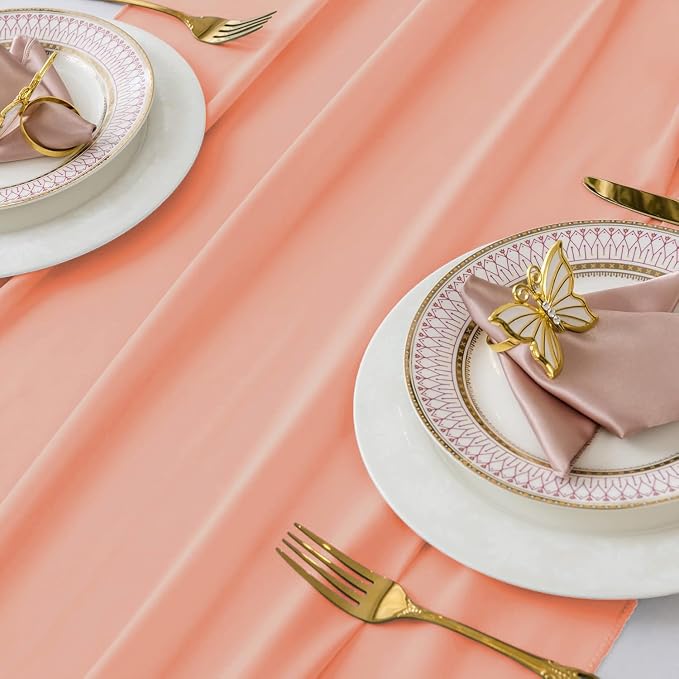 Pack of 25 | Peach | 10ft Chiffon Table Runner 29x120 Inches Long Romantic Rustic Sheer Gauze Runner for Wedding Bridal Shower Birthday Banquets Engagement Spring Easter Boho Decorations - Image 4