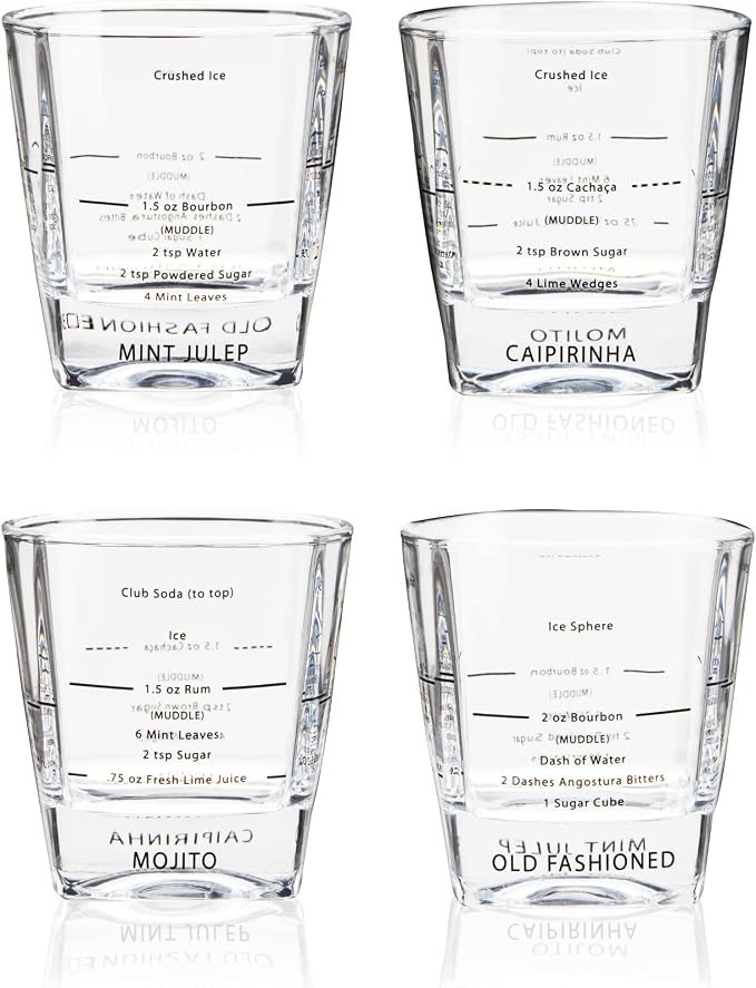True Cocktail Rocks Glasses with Recipes for Old Fashioned, Mojito, Mint Julep & Caipirinha, Old Fashioned Glasses, Bar Glassware, 8.5 oz, Set of 4 - Image 8