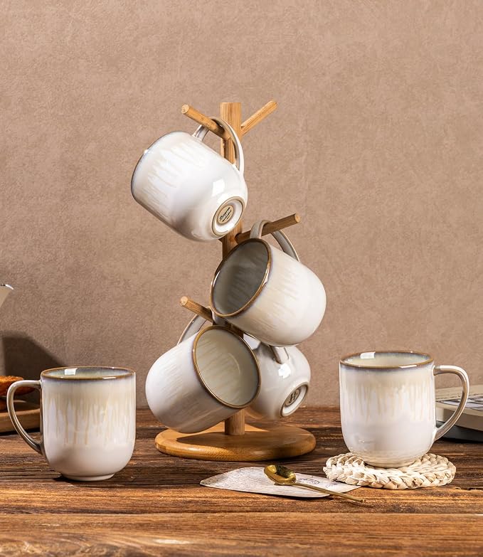 LERATIO 12OZ Ceramic Coffee Mugs Set of 6, Large Porcelain Coffee Cups With Large Handle For Latte,Cappuccino,Milk,Cocoa,|Dishwasher&Microwave Safe Mug Sets,Ideal for Man,Woman,Dad, Mom - Image 7