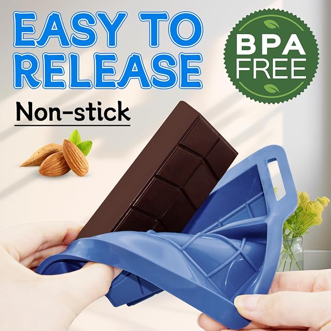 Silicone Chocolate Bar Molds Non Stick 0.82inch Deep,2 Pack Dubai Stuffed Bar Thick Mold for Homemade Making Filling Chocolate Energy Granola Bar - Image 4