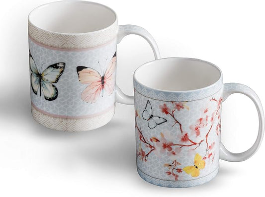 Maison d' Hermine Coffee Mug with Handles Tea Cups (12 Ounce, Pack of 2) | Fine Bone China Coffee Mugs for Hot Beverages Cappuccino Latte Home Restaurant Hotel Spring Summer -Blossoms in Spring by MaisondHermine