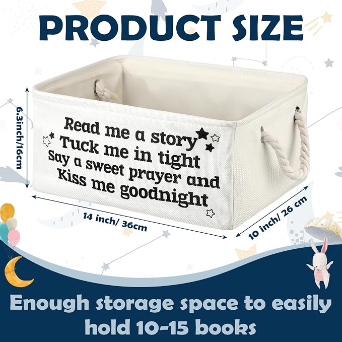 Marsui Read Me a Story Book Storage Basket, Tuck Me in Tight Book Storage Bin Bookish Accessories Organizer for Nursery Room, Classroom, Daycare Nursery Room Home Accessories Baby Shower Gifts - Image 2
