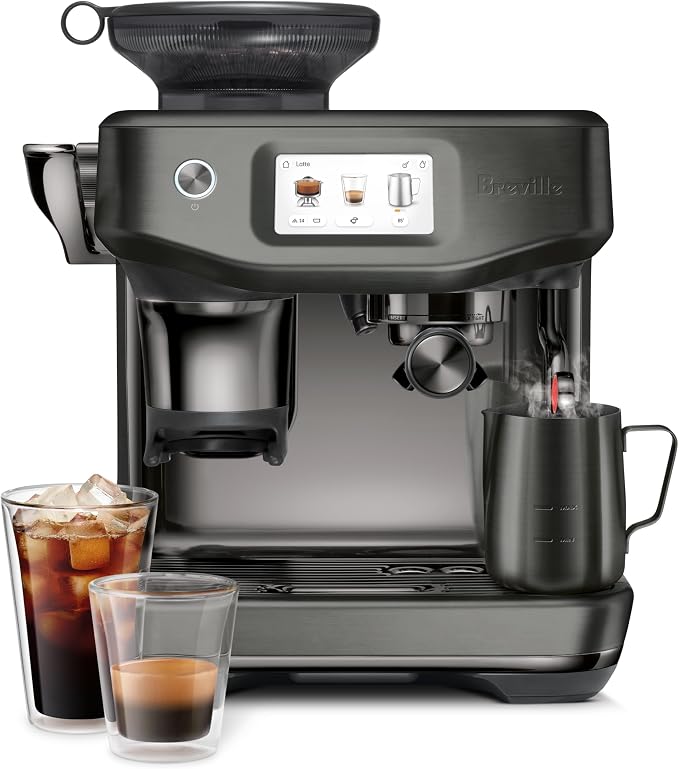 Breville BES881NRE Barista Touch Impress, Metallics, Noir | Enjoy cold extraction functionality for cold brew beverages with this semi-automatic espresso machine with built-in grinder by Unknown