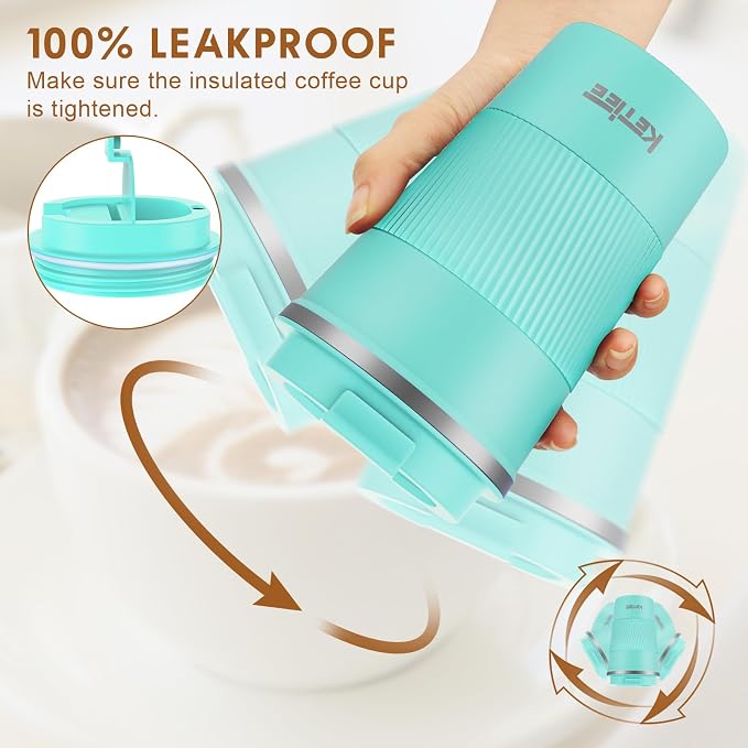 KETIEE Travel Mug 12oz: Vacuum Insulated Coffee Mug with Leakproof Lid, Travel Coffee Mug, Stainless Steel Double Walled Reusable Coffee Cup for Hot and Iced Coffee Tea Water (Blue) - Image 4