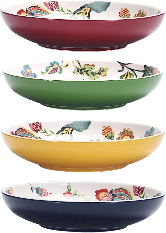 Bico Protea Cynaroides Pasta Bowls, 35oz Salad Bowl Set of 4, Large Ceramic Serving Dinner Bowls for Soup and Cereal, Microwave and Dishwasher Safe, Gift for Housewarming and Thanksgiving - Image 3