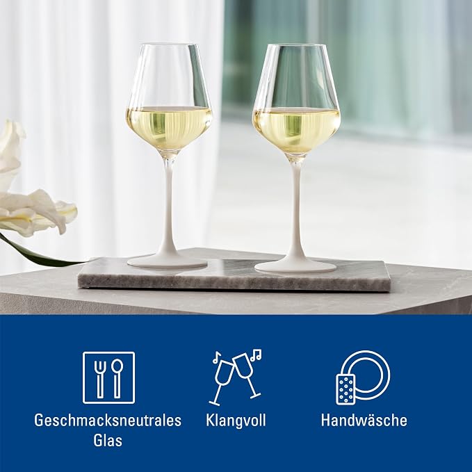Villeroy & Boch - Manufacture Rock Blanc White Wine Goblet Set, 4 pcs. Set of Drinking Glasses, 13.75 oz, Crystal Glass, Matte White Slate Look | Matte-white crystal glass wine goblets, hand wash only, add a tactile, modern look to white wine service - Image 6
