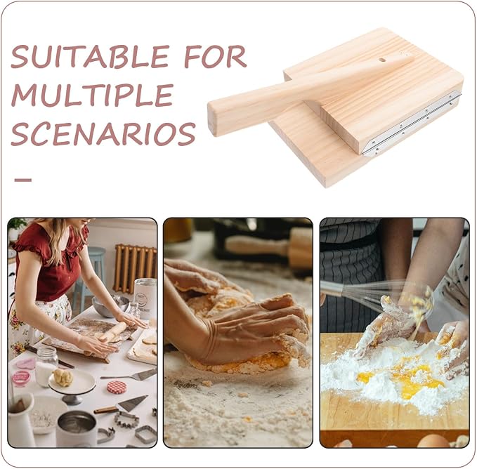 VALICLUD Wooden Dumpling Press Tool for Dumpling Dough and Noodle Making Easy to Use Sturdy Kitchen Accessory for Home and Pastry Dough Preparation - Image 3