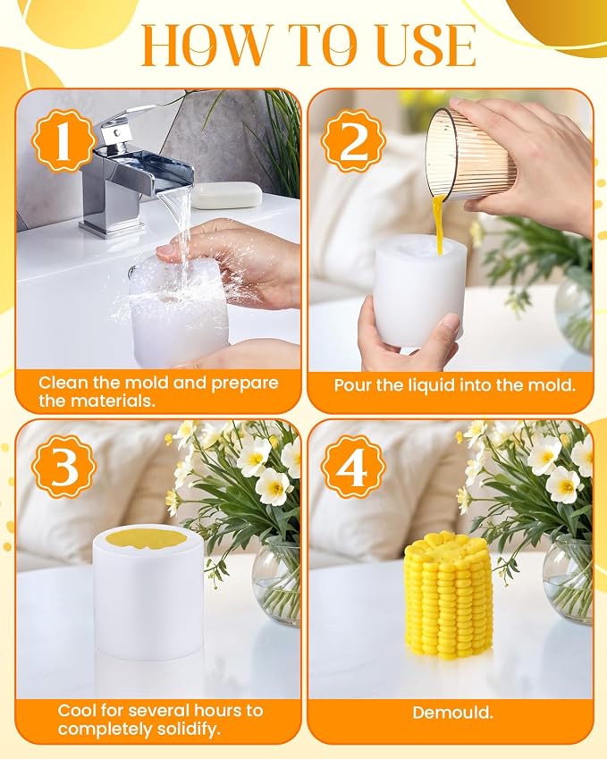 Corn Shape Silicone Mold, 3D Corn Molds, Artificial Food Candy Mold French Dessert Mousse Molds, Corn Shaped Candle Mold for Fondant Chocolate Clay Soap Lotion Bar - Image 7