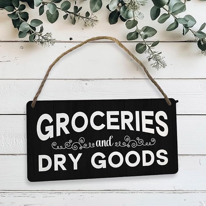 Pantry Sign Rustic Wall Art Print Wooden Signs Funny Home Decor Vintage Poster Retro Hanging Plaque for Farmhouse Kitchen Cafe Bar Grocery Coffee Corner 10x5 Inch (Black Wood Grain) - Image 4