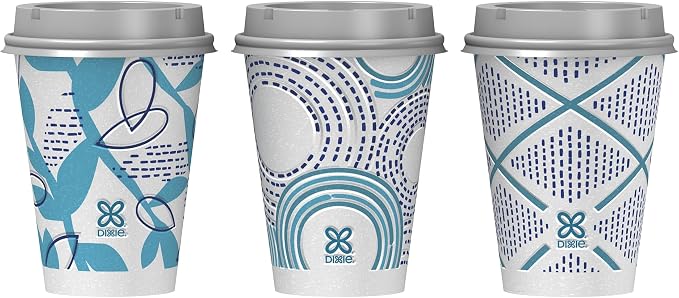 Dixie To Go Paper Coffee Cups With Lids, 12 oz, 156 Count (6 packs of 26 cups), Disposable Insulated Paper Cups for On-The-Go Hot or Cold Beverages - Image 3