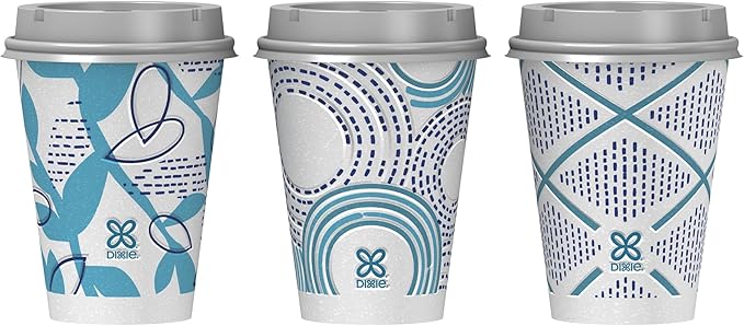 Dixie To Go Paper Coffee Cups With Lids, 12 oz, 14 ct, Disposable Insulated Paper Cups for On-The-Go Hot or Cold Beverages (Pack of 8) - Image 3