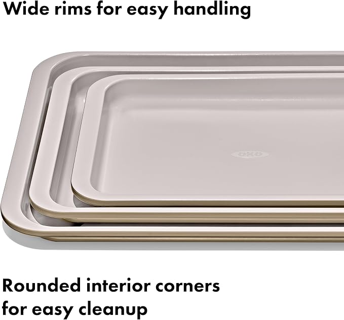 OXO Good Grips Non-Stick Pro Ceramic Coated Metal Bakeware Half Sheet Pan – Biscuit - Image 5