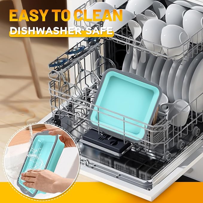 7x7 Silicone Square Cake Pan with Metal Reinforced Edge, Nonstick Brownie Baking Pan, BPA Free, Oven Safe Flexible Silicone Mold, Suitable for Making Cakes, Brownies, Bread, Pie, Lasagna - Image 7