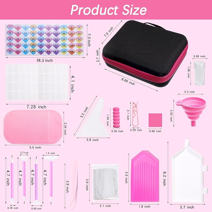 LYMUSUMI 30 Slots Diamond Art Storage Containers for Adults Portable Bead Storage Boxes for Diamond Painting Accessories and Tools（Rose Red）