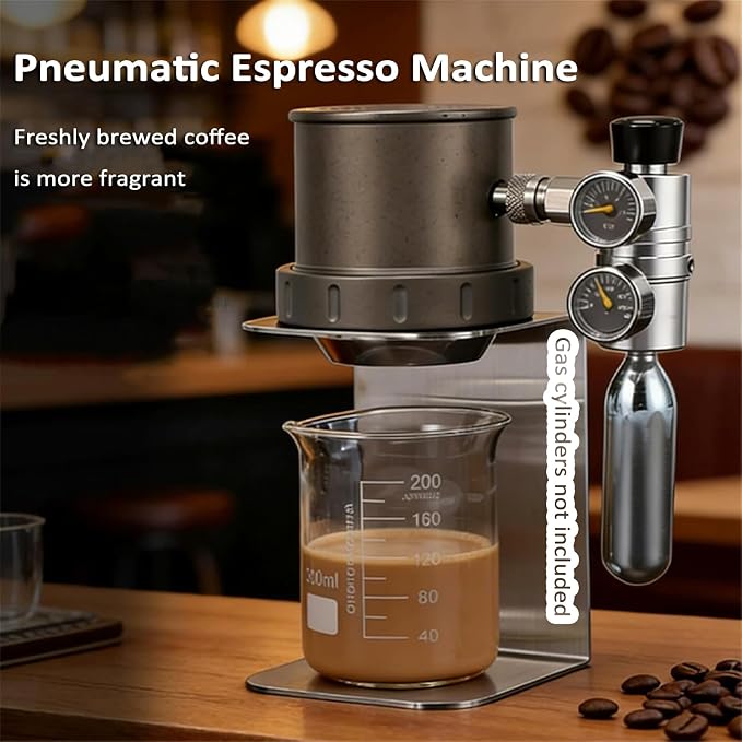 Pneumatic Coffee Machine, Portable Manual Air Pressure Coffee Maker,Working Pressure: 1-20 Bar, For Home Travel Camping (Stainless) - Image 4
