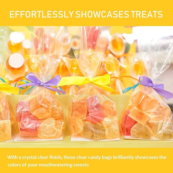 Morepack Gusseted Flat Bottom Cellophane Bags 4.3x2x11.8 Inch 50Pcs | with Paper Insert - Image 6