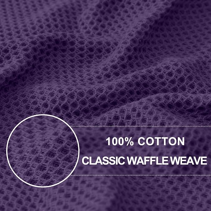 Homaxy 100% Cotton Waffle Weave Kitchen Dish Cloths 8-Pack, Eggplant | 12 x 12 Inches, Ultra Soft Absorbent Dish Towels, Quick Drying Dish Rags with Hanging Loop - Image 2
