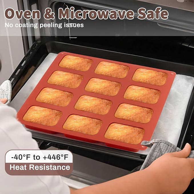 JOERSH Silicone Mini Loaf pan-(2PCS) 12 Cavities Bread Pan, Non-stick Silicone Baking Molds for Bread, Cake, Cornbread, Brownie, Mini Sized Cheesecake