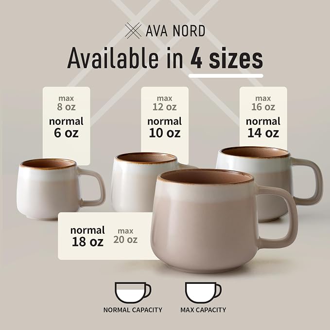 Ava Nord Large Stoneware Ceramic Coffee Mugs Set of 2-20 oz - Rose Sand | Lead-Free, Non-Toxic, Freezer - Microwave & Dishwasher Safe, Comfortable Handle, Aesthetic Nordic Design for Tea, Cocoa - Image 5