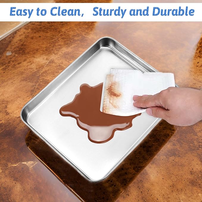 2Pcs Toaster Oven Pans for Baking, 9x11 Baking Sheets Cookie Sheet Stainless Steel Small Replacement Trays for Toaster - Image 3