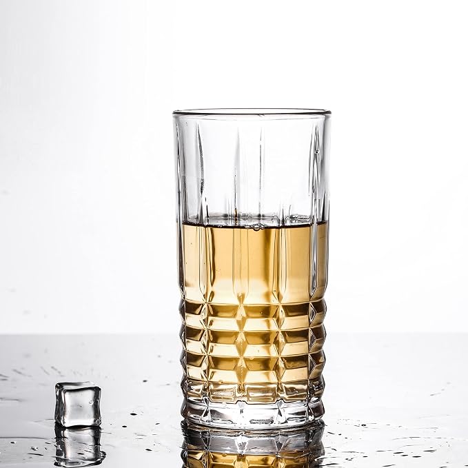 Tall Highball Drinking Glasses Set of 6, Water Glasses, Cocktail Glass 14 oz Clear - Image 7