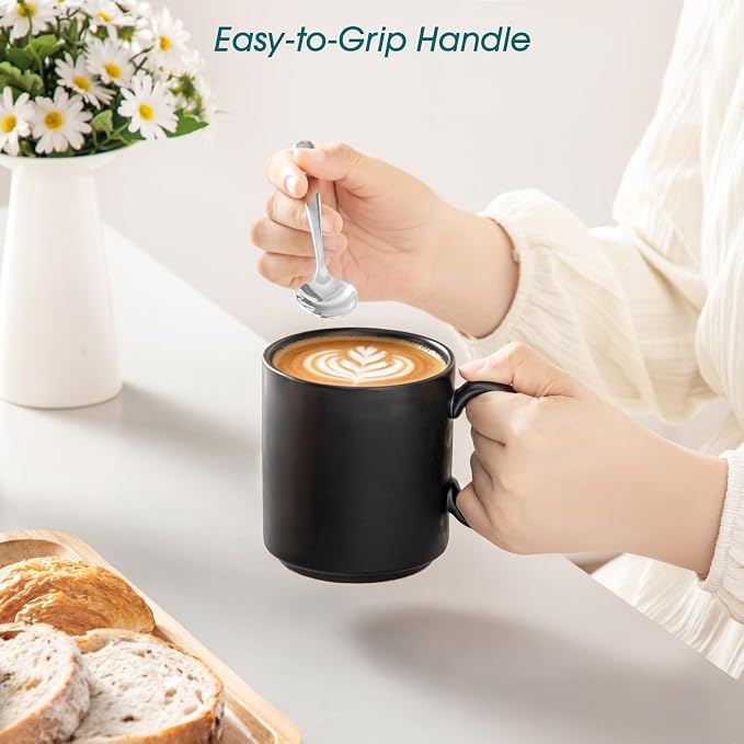 vancasso Porcelain Coffee Mugs Set of 6, 16 Oz Large Black Coffee Cups for Latte, Cappuccino, Tea & Hot Cocoa, Sleek Modern Café Style for Home, Office & Coffee Bar, Microwave & Dishwasher Safe - Image 5