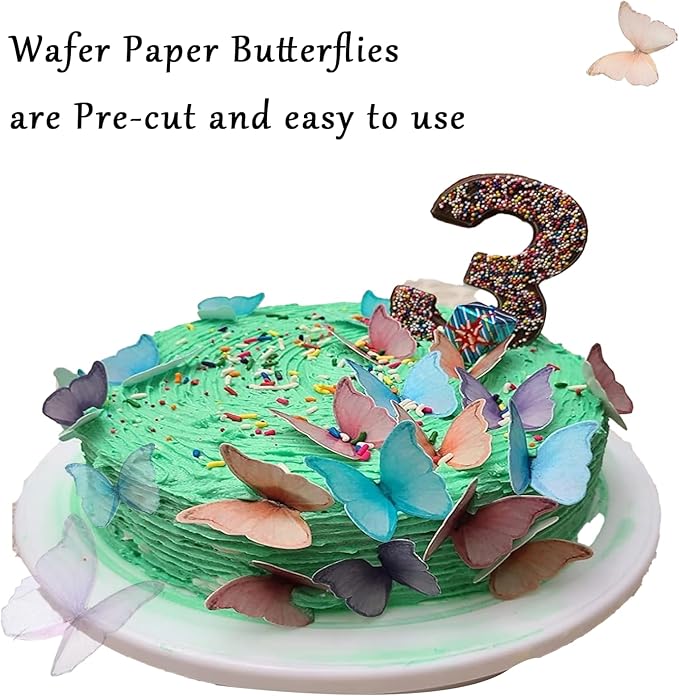 48Pcs Edible Butterflies for Cake Decorating Wafer Paper Butterfly Cupcake Toppers Edible Cake Toppers for Wedding Birthday Party Cupcakes Decorations(Mix Color) - Image 6