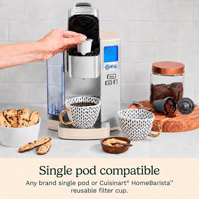 Cuisinart Coffee Maker, Single Serve 72-Ounce Reservoir Coffee Machine, Programmable Brewing & Hot Water Dispenser, Stainless Steel, Cream - Image 2