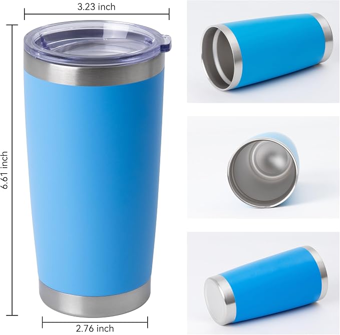 HASLE OUTFITTERS 20oz Stainless Steel Tumblers Bulk, Insulated Travel Cup with Lid, Double Wall Vacuum Coffee Mug for Cold & Hot Drinks 8 Pack, Royal Blue - Image 2