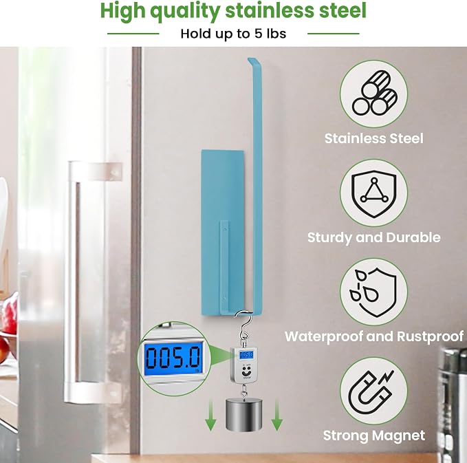 Paper Towel Holder Magnetic, Magnetic Paper Towel Holder for Fridge, Toilet Paper Roll Holder Magnet Towel Rack Wall Mount Shelf Bar for Towels Rolls Bathroom RV Dorm Kitchen Wall Decor, Blue - Image 7