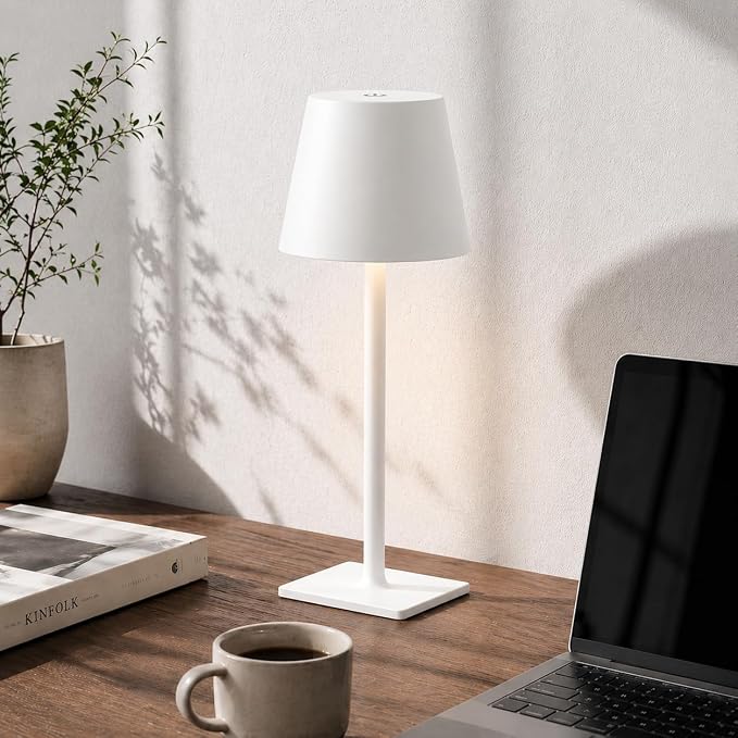 White Cordless Table Lamp Set of 2 for Patio Restaurant Home Dinner Kitchen | 6000mAh battery lamps waterproof wireless portable design for outdoor patio, dining tables, kitchens, restaurants home use - Image 6