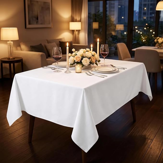 Urban Villa Tablecloth Cotton Tabletop 60x84 (6-8 Seats) White - Image 7