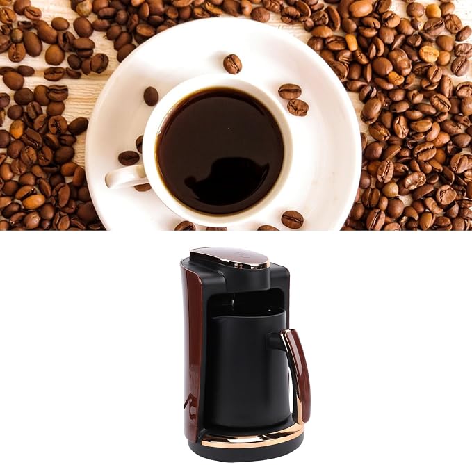 Turkish Coffee Maker 550W 250ML Single Cup Electric Greek Coffee Machine, Hot Beverage Brewer with Cup for Home, Office & Travel - Plastic, Quick Heating - Image 2