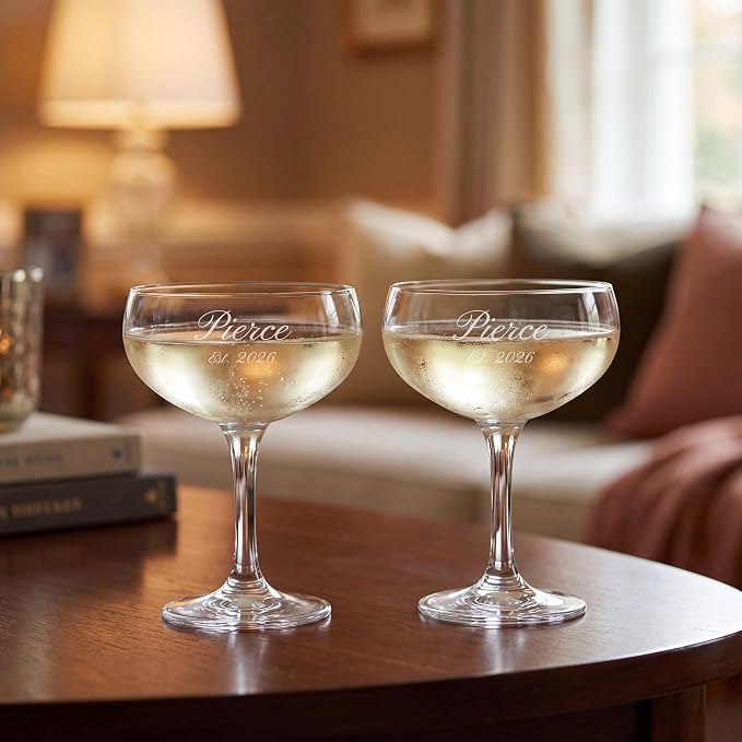 Marquis By Waterford Engraved Moments Coupe Glasses, 9oz, Set of 4 | Personalized with Custom Engraving for Luxurious Home Bar Gifting - Image 7