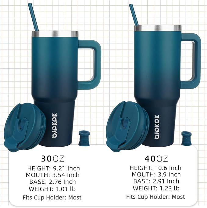 BJPKPK 30 oz Insulated Tumbler with Handle & Straw, Stainless Steel | Double Wall Vacuum Insulation, Leak Proof, BPA Free, Dishwasher Safe, Cupholder Friendly, Travel & Outdoor, Indigo Black - Image 4