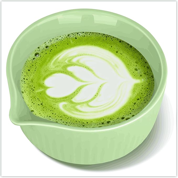 Ceremony Matcha Kit with Bamboo Scoop, Whisk, Holder, Sifter, Chawan Ceramic Bowl with Spout, 5 Pcs Green Matcha Whisk Set-High End Matcha Gift Set Made in Japan for Matcha Lovers and Starters