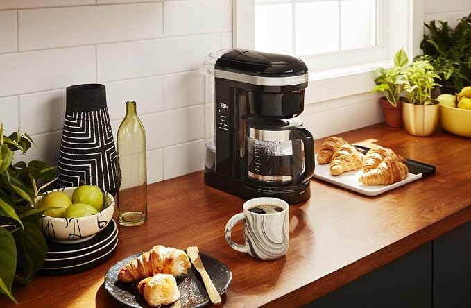 KitchenAid 12 Cup Drip Coffee Maker with Spiral Showerhead, KCM1208 | Onyx Black, Even Saturation for Rich Coffee Flavor, Easy-to-fill Removable Water Tank, Programmable Warming Plate - Image 5