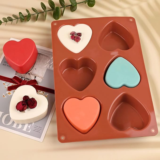 (2 Pack) 6 Holes Heart Shaped Silicone Mold For Chocolate Cake - Heart Silicone Mold for Making Jelly Pudding Handmade Soap Mould Candy Making - Image 6