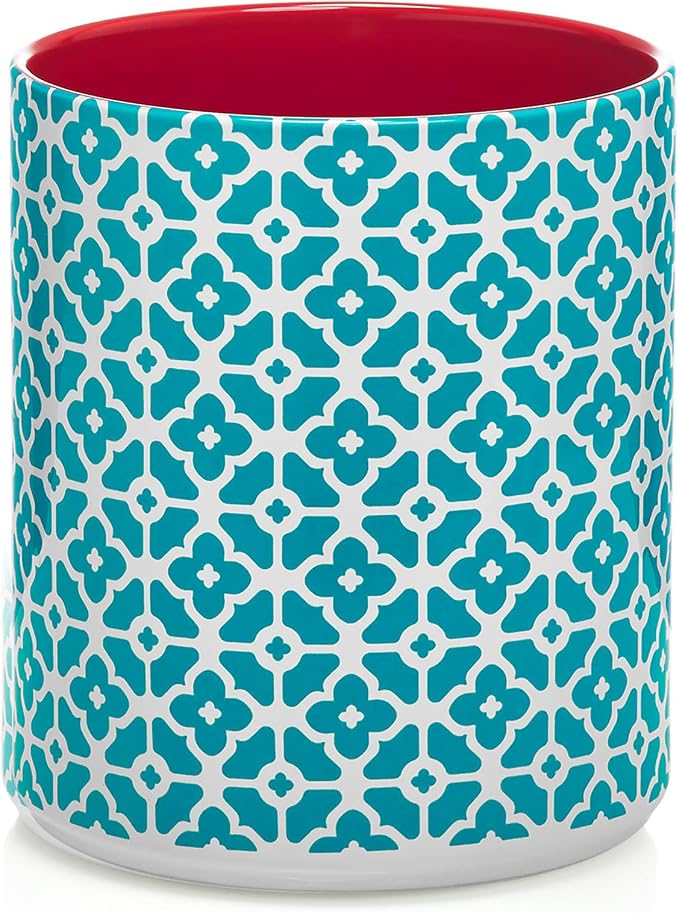 DOWAN Colorful Large Utensil Holder, 7.2" x 6.2" Ceramic Kitchen Utensil Holder for Countertop, Vibrant Patterned Utensil Crock with Protection Cork Mat, Utensil Caddy for Housewarming & Wedding Gift by DOWAN