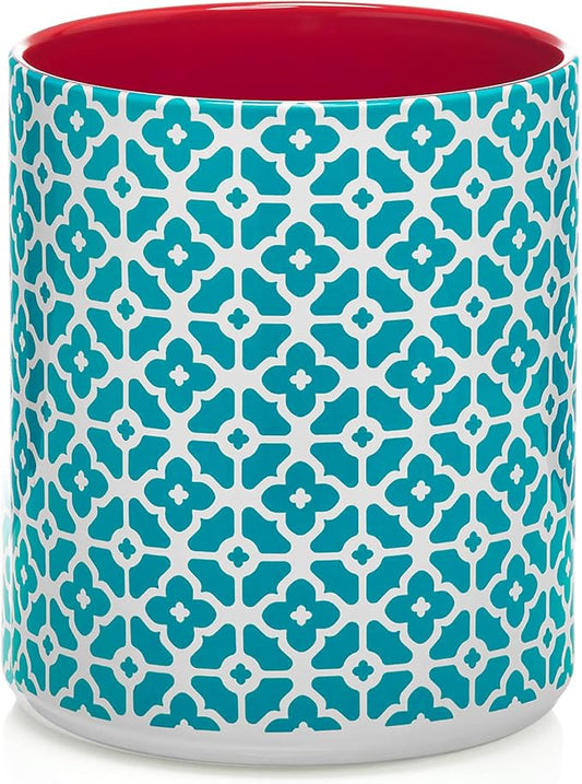 DOWAN Colorful Large Utensil Holder, 7.2" x 6.2" Ceramic Kitchen Utensil Holder for Countertop, Vibrant Patterned Utensil Crock with Protection Cork Mat, Utensil Caddy for Housewarming & Wedding Gift by DOWAN