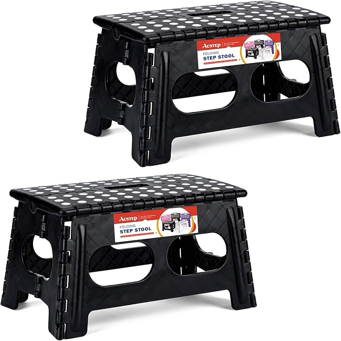 ACSTEP 9 Inch Folding Step Stool, 15 Inch Extra-Wide, 300 lbs, 2 Pack | Non-Slip Heavy Duty Foldable Step Stool for Kids and Adults, Extra-Wide for Comfort and Stability, for Bathroom and Kitchen by ACSTEP