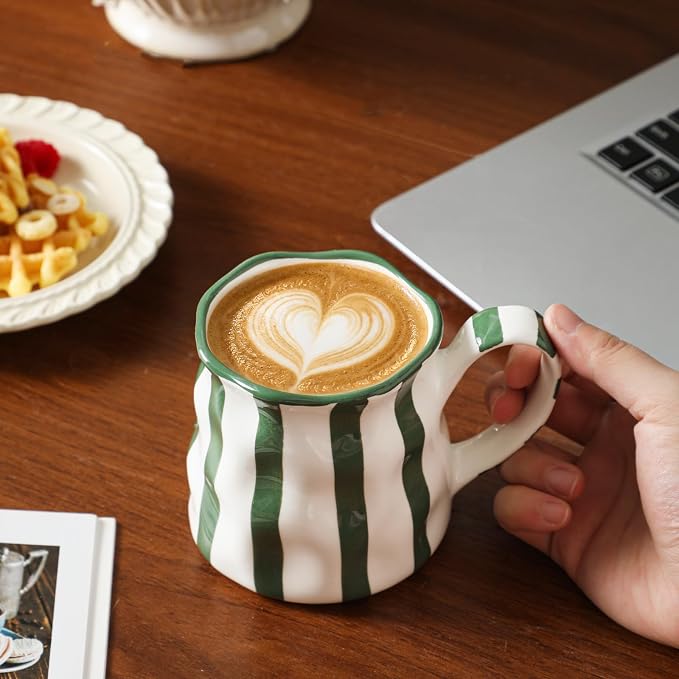 Ceramic Coffee Mugs Set of 2,Ceramic Mugs(Striped),Cute Mugs For Women,14 oz Large Coffee Mugs, Dishwasher Microwave Safe - Image 7
