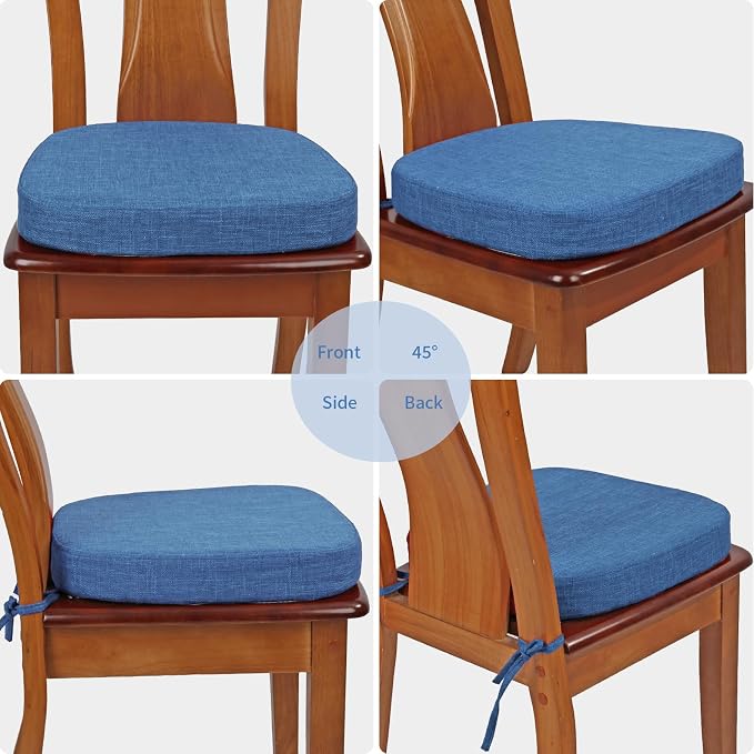 BUYUE Thickened 2.5" Dining Chair Cushions Set of 6, U-Shape High Density Foam Comfortable Chair Pads for Kitchen, Slip Resistant Indoor Seat Cushions (6 PCS, Dark Blue) - Image 4