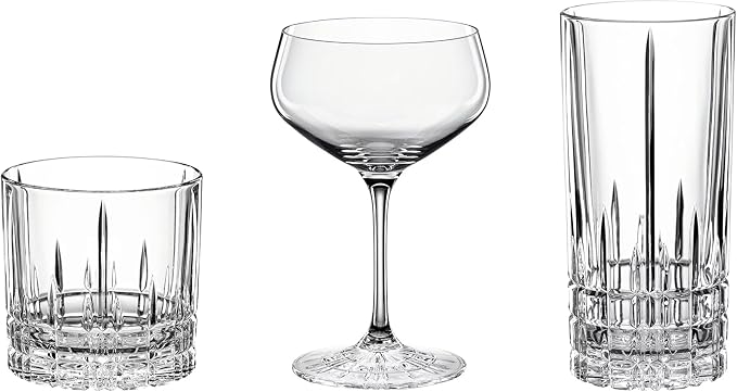 Spiegelau Perfect Serve Master Class Glass Set, Set of 3 Cocktail Glasses, European-Made Lead-Free Crystal, Dishwasher Safe, Professional Quality Variety Cocktail Glass Gift Set by Spiegelau