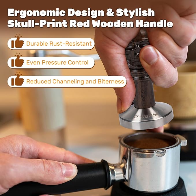 Espresso Coffee Tamper 51/53mm Handheld Coffee Tamper Barista-Grade Espresso Machine Measuring Funnel, Tamper Mat, and Stainless Steel Base Accessories For compacting coffee grounds (51mm)