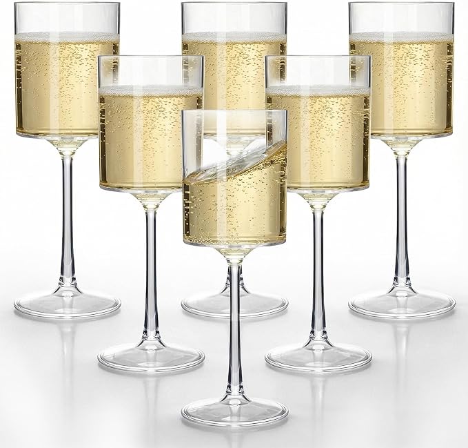 Lullaby 24PCS 9OZ Stemmed Clear Plastic Wine Glasses, Disposable Wine Cups | Elegant Plastic Champagne Glasses, Unbreakable and Crystal Clear Disposable Plastic Goblets for Party, Wedding and Daily Use by LULLABY