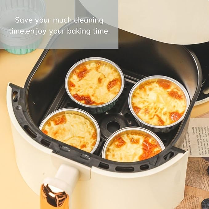 Mini Aluminum Foil Cupcake Baking Cups with Lids (40pcs, 5oz) Round Cupcake Foil Liners Tart Pie Tin Pan Holder - Disposable Mini Cake Containers Flan Molds for Pudding, Souffle, Party, Wedding - Image 2