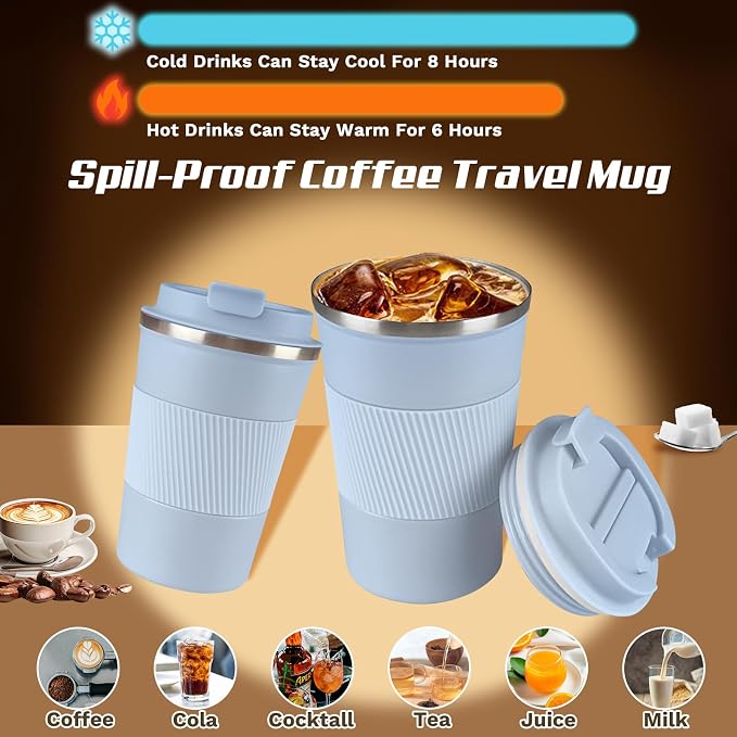 Vacuum Insulated Stainless Steel Travel Coffee Mug,Leak Proof Cup with Lid | 304 stainless steel mug with vacuum insulation, leak proof lid, silicone grip and car cup holder friendly design - Image 2