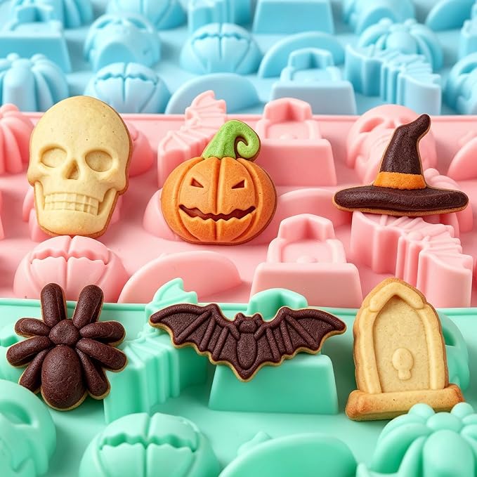 3Pcs Halloween Silicone Molds 18-Cavity Spider Skull Pumpkin Mold | Halloween Silicone Molds with 18 Cavities, Spider Skull Pumpkin Bat Designs for Chocolate, Candy, Gummy, Soap and Wax - Image 2